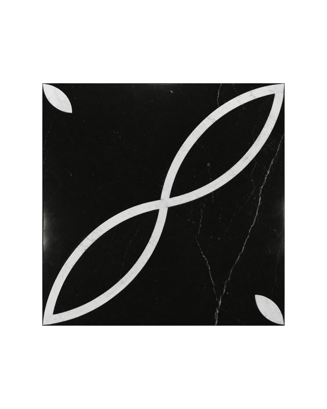 Prestige 8 marmorflise i Nero Marquinha og Bianco Carrara, 60×60 cm – Devon&Devon