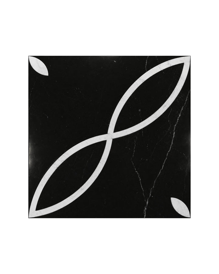 Prestige 8 marmorflise i Nero Marquinha og Bianco Carrara, 60×60 cm – Devon&Devon