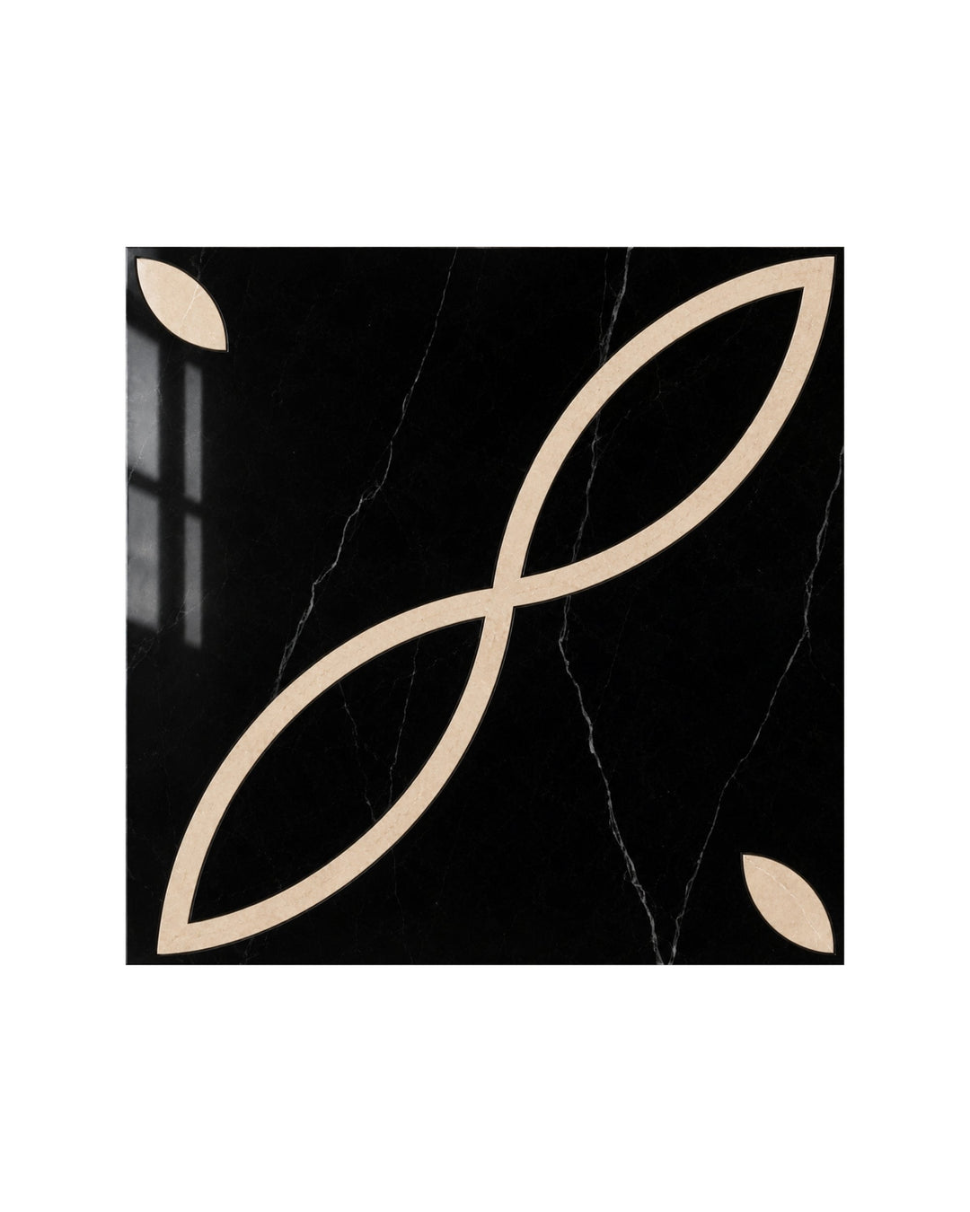 Prestige 8 marmorflise i Nero Marquinha og Crema Marfil, 60×60 cm – Devon&Devon