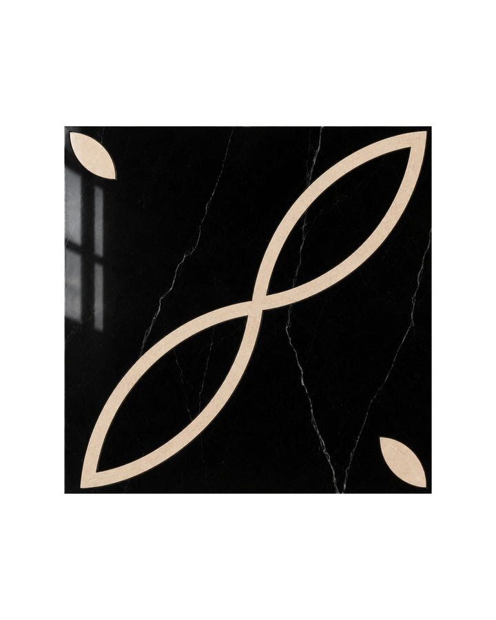 Prestige 8 marmorflise i Nero Marquinha og Crema Marfil, 60×60 cm – Devon&Devon