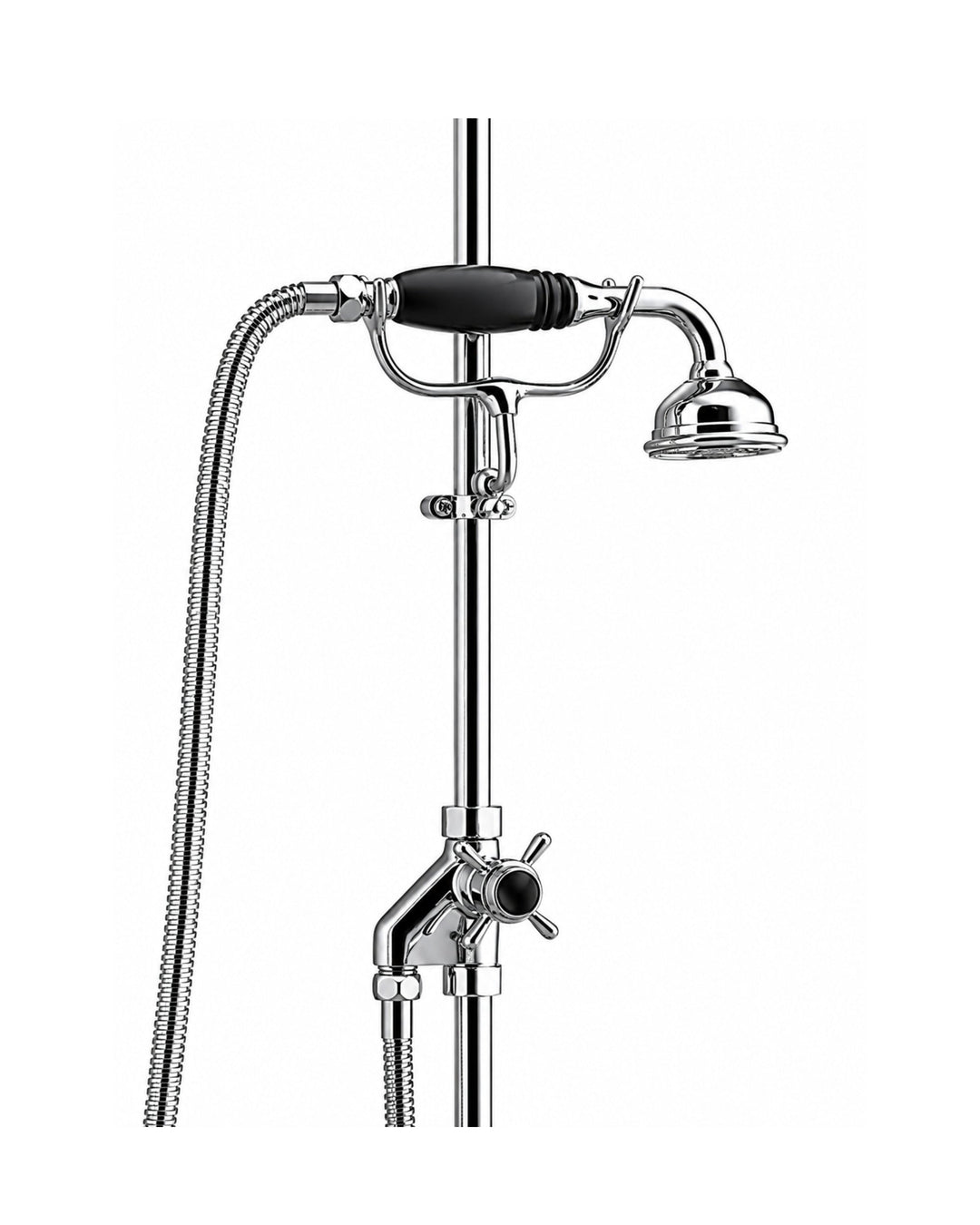 Diverter med håndbruser og holder, sort greb – Devon&Devon
