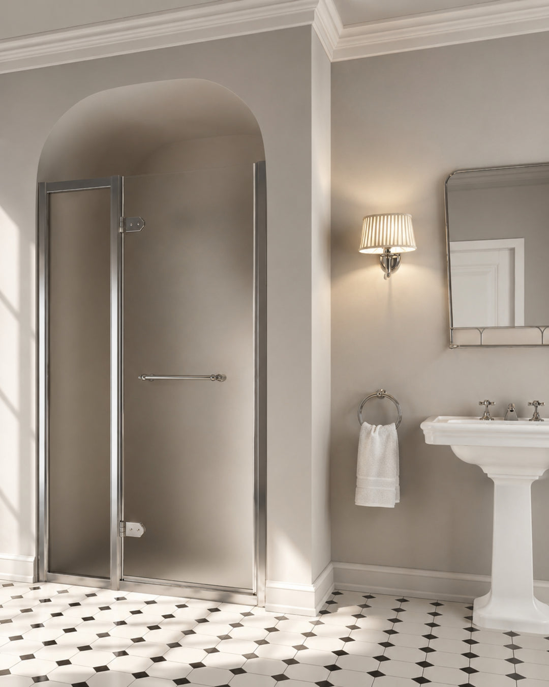 Savoy K – brusedør med sidepanel (niche) – Devon&Devon