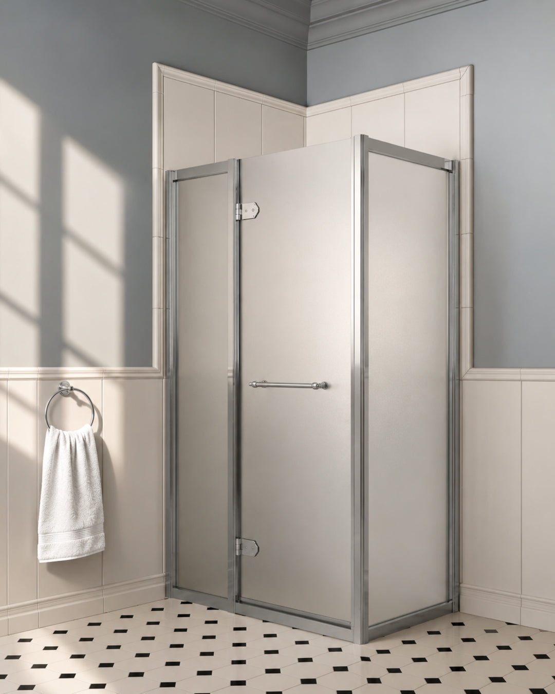Savoy Y – hjørnekabine (dør + panel) – Devon&Devon
