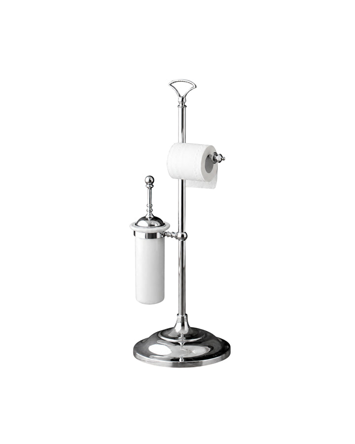 Single toiletrulle- og børsteholder på fod i massivt messing – Devon&Devon
