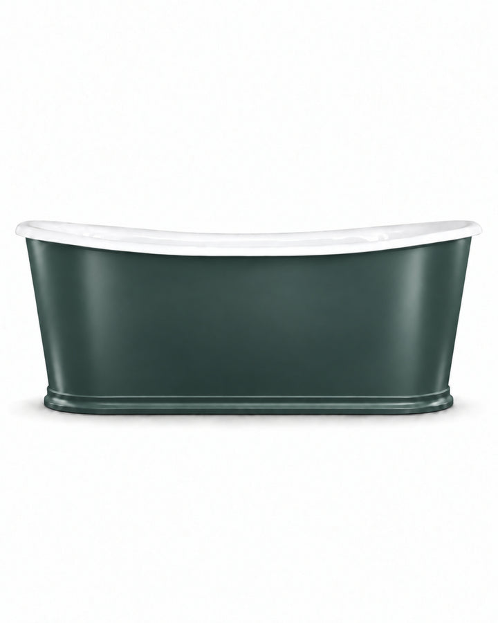 Regal Colors fritstående badekar i støbejern med lakeret aluminium i specialfarve med sokkel